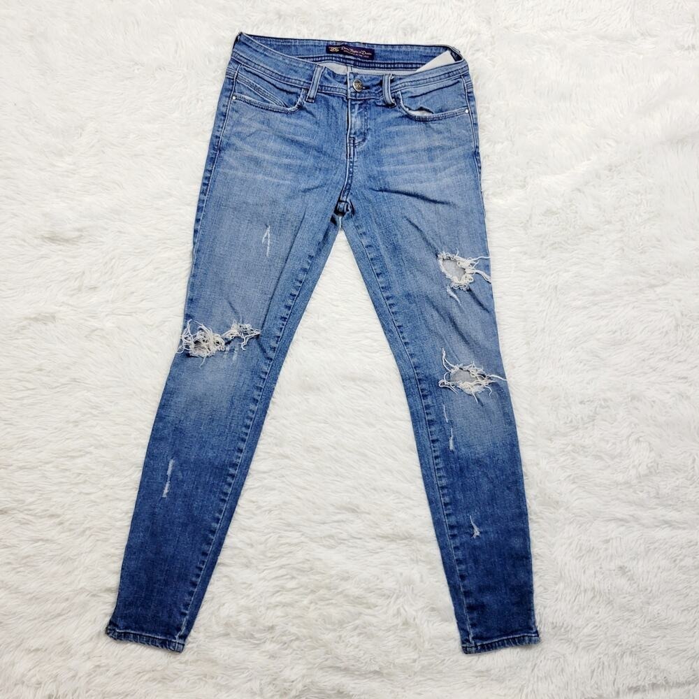 Divine Rights of‎ Denim Womens Blue Distressed Skinny Jeans Zipper Ankle Size 27